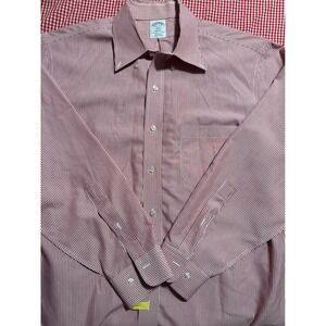 Brooks Brothers Regent Red Stripe Non Iron Button Down Shirt Mens 16 1/2 34/35